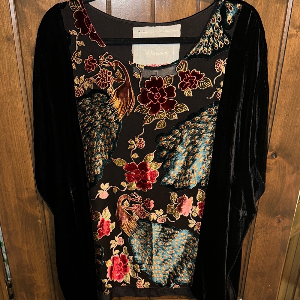 RARE Johnny Was Black Velvet Top